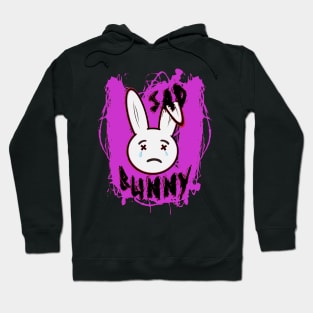 Sad Face Bunny Graphic Art Hoodie